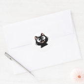 Strak zwart kat ontwerp ronde sticker (Envelop)