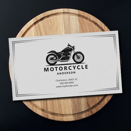 Strak zwart motorfiets silhouet visitekaartje