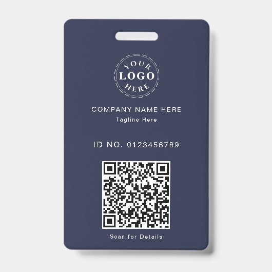 Strakke aangepaste ID-badge – Logo en scanbare QR Badge (Voorzijde)