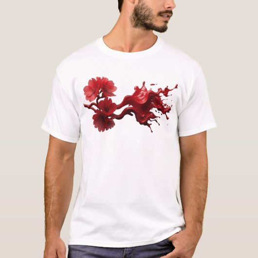 Strakke ABSTRACTE BLOEM Draagbare Kunst T-shirt (Voorkant)