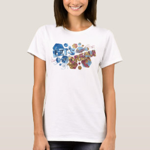 Strakke Blauwe LET'S DREAM Draagbare Kunst T-shirt