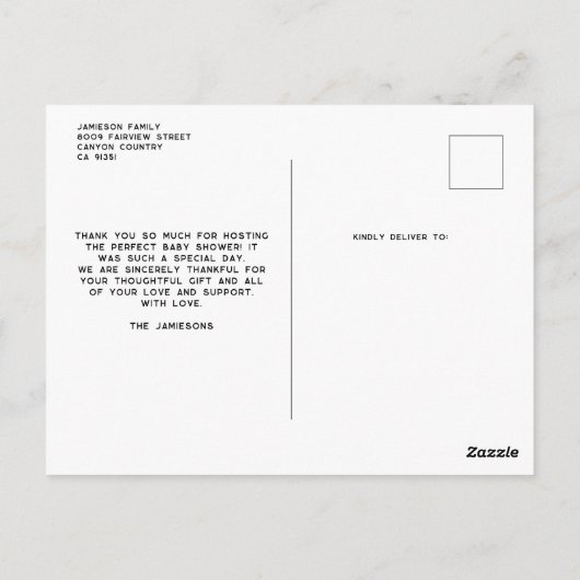 Strakke Eenvoudige Moderne Aangepaste Foto Baby Sh Briefkaart (Achterkant)