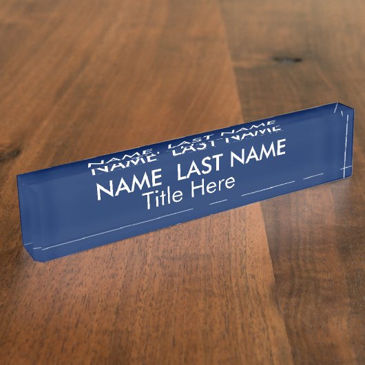 Strakke Eenvoudige Navy Blauwe Aangepaste Bureaubl Naambordje (Zijkant)