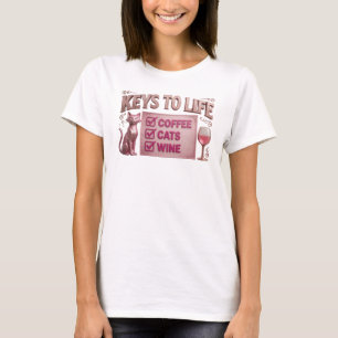 Strakke en stijlvolle roze COFFIE DAN WIJN Kunst o T-shirt