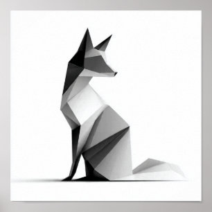 Strakke Geometrische Origami Vosprint Poster