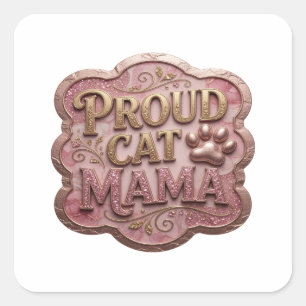 Strakke Goud PROUD CAT MAMA Cadeau Sticker