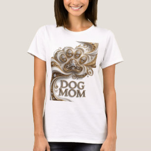 Strakke Gouden DOG MOM Print T-shirt