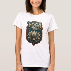 Strakke Gouden YOGA TIME Slogan T-shirt