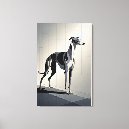 Strakke Greyhound Geometrisch Canvas Afdruk (Voorkant)