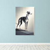 Strakke Greyhound Geometrisch Canvas Afdruk (Insitu (Houten vloer))