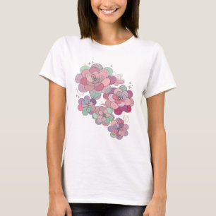 Strakke grijze FLORALE FANTASIE Slogan Design T-shirt