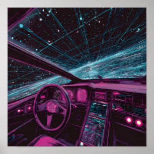 Strakke hightech-kunst: Digital Horizon Command De Poster