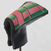 Strakke Kleurblok Roze en Groene Monogram Putter Golfheadcover (3/4 voorkant)