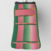 Strakke Kleurblok Roze en Groene Monogram Putter Golfheadcover (Draai 90)