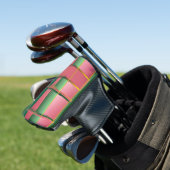 Strakke Kleurblok Roze en Groene Monogram Putter Golfheadcover (Insitu)