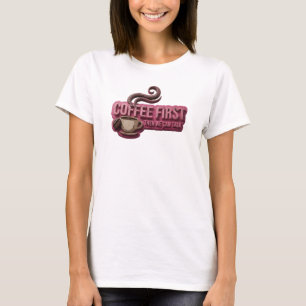 Strakke KOFFIE EERST DAN PRATEN Stijlverklaring T-shirt