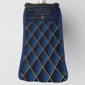 Strakke luxe navy & gouden geometrische putter golfheadcover (Draai 90)