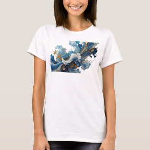 Strakke marine ABSTRACTE KUNST Maatwerk T-shirt