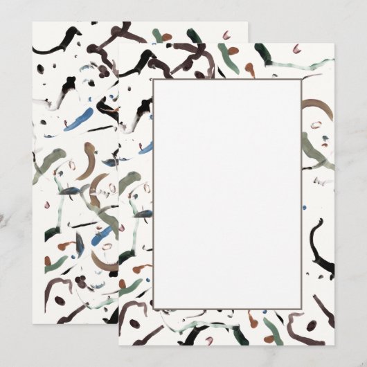 Strakke Moderne Abstracte Platte Uitnodigingen (Voorkant / Achterkant)