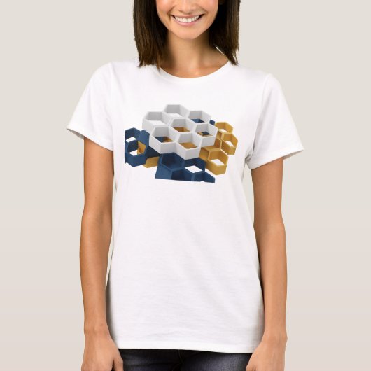 Strakke Navy ABSTRACTE KUNST Grafische T-shirt (Voorkant)