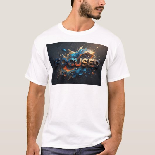 Strakke Navy FOCUSED Grafische T-shirt (Voorkant)