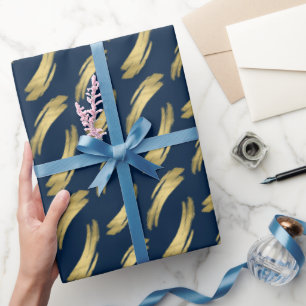 Strakke Navy Goud Verjaardag Chic Inpakpapier