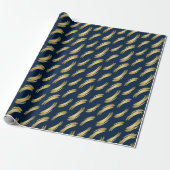 Strakke Navy Goud Verjaardag Chic Inpakpapier (Uitgerold)