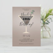 Strakke Olijf Martini Glam Cocktail Verjaardagsfee Kaart (Staand voorkant)
