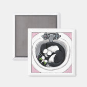 Strakke pasvorm - zwarte kattenmagneet magneet (Voorkant / Achterkant)