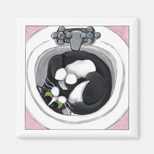 Strakke pasvorm - zwarte kattenmagneet magneet (Voorkant)