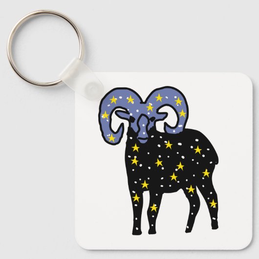 Strakke Ram Zodiac Sleutelhanger – Minimal Aries D (Voorkant)