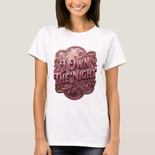 Strakke Roze I BEZIT DE NACHT Slogan T-shirt