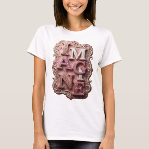 Strakke Roze IMAGINE Slogan T-shirt