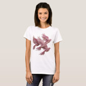Strakke Roze ROZE DUIVEN 3D-tekstkunst T-shirt (Voorkant volledig)