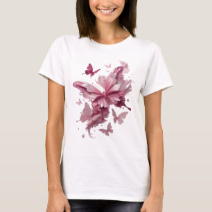 Strakke Roze VLINDER FANTASIE Tekst Design T-shirt