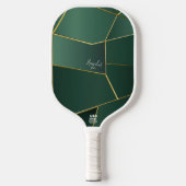 Strakke Saliegroene Asymmetrische Abstracte Pickleball Paddle (Voorkant)