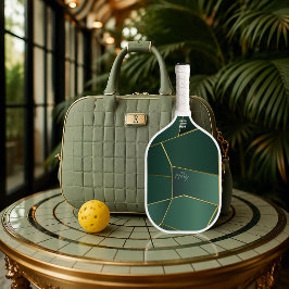Strakke Saliegroene Asymmetrische Abstracte Pickleball Paddle