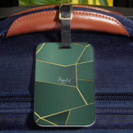 Strakke Saliegroene Asymmetrische Geometrische Bagagelabel