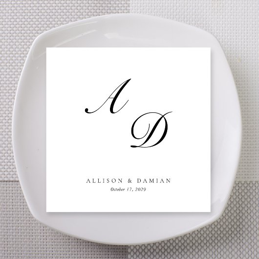 Strakke Script Monogram Bruiloft Servet