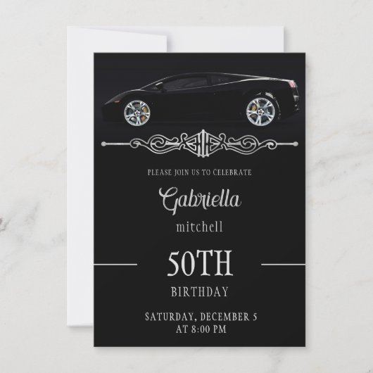 Strakke sportwagen verjaardagsuitnodiging kaart (Voorkant)