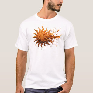 Strakke & Stijlvolle ABSTRACTE ZON Modieuze Kunst T-shirt