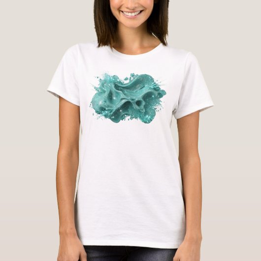 Strakke Teal ABSTRACTE KUNST Statement T-shirt (Voorkant)