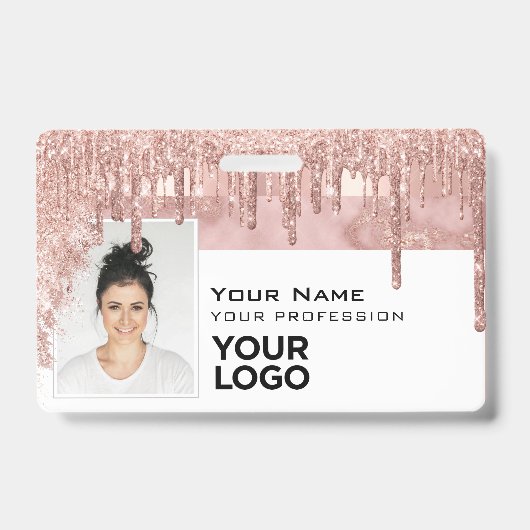 Strakke Trendy Glamour Medewerker Foto Code Logo N Badge (Voorzijde)