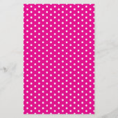 Strakke Witte Stippen op Fel Roze Monogram Briefpapier (Achterkant)