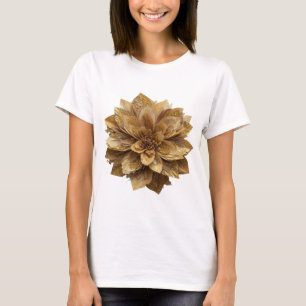 Strakke Zilveren Gouden Bloem Ontwerp T-shirt