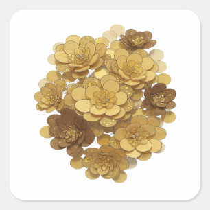 Strakke Zilveren Gouden Bloemen Sticker Ontwerp
