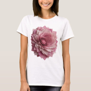 Strakke Zilveren ROZE ROOS Slogan Design T-shirt