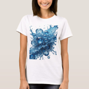 Strakke Zilveren WATER GLAS BELLEN Artistiek Motie T-shirt