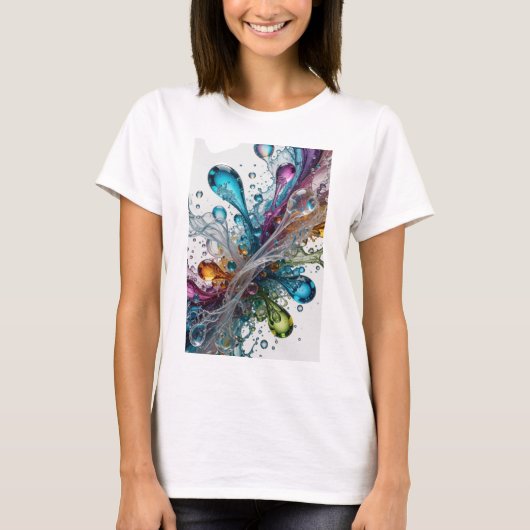 Strakke Zilveren WATERSPATTEN Custom T-shirt (Voorkant)