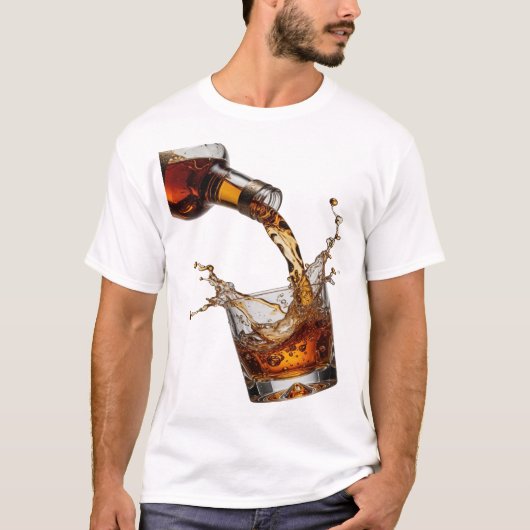 Strakke Zilveren WHISKY SPLASH T-shirt (Voorkant)